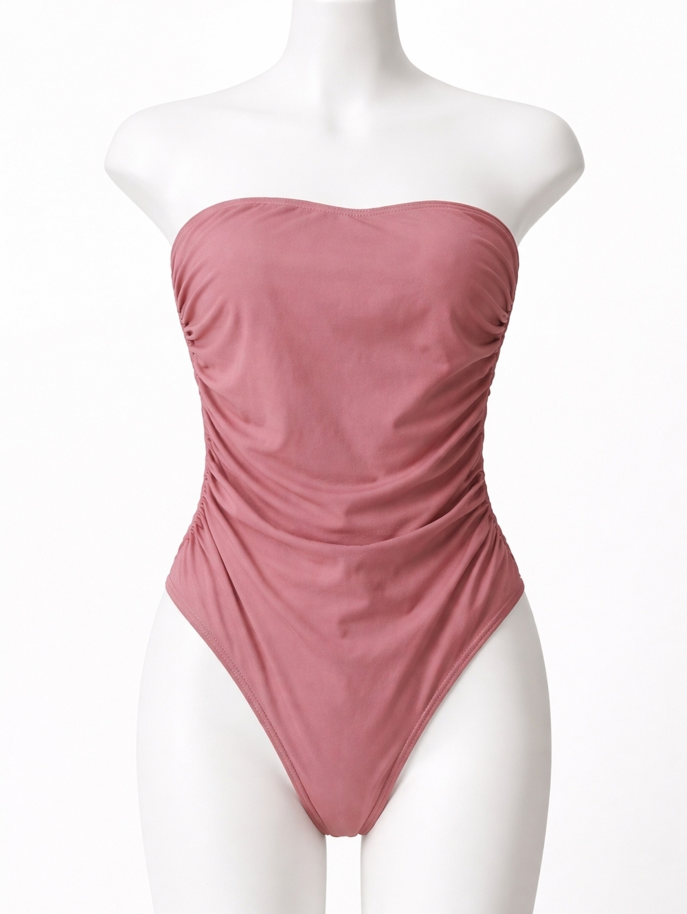 Shade & Shore Strapless Ruched One-Piece Bathing Suit Slimming Large 12/14